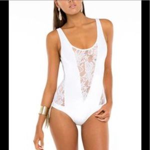 🆕w/t Bridal/bachelorette velour & lace swimsuit!